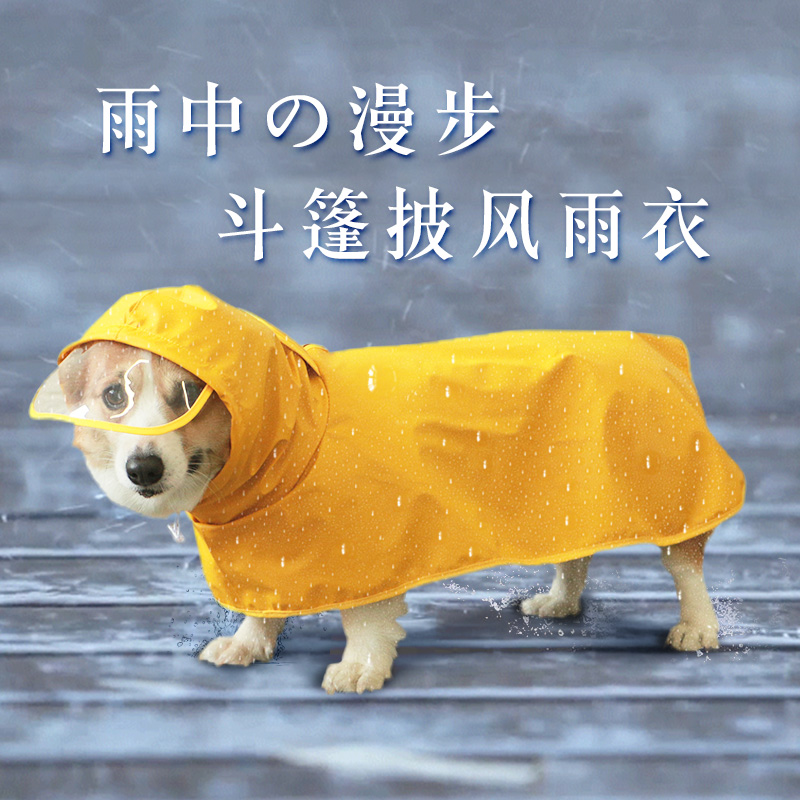 狗狗雨衣小型犬宠物用品泰迪柯基专用防水狗衣服中型四脚全包肚兜 - 图0