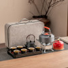 Stoneware kettle, multi-cup tea tray, outdoor set including travel bag, tea maker, cassette stove, portable tea set