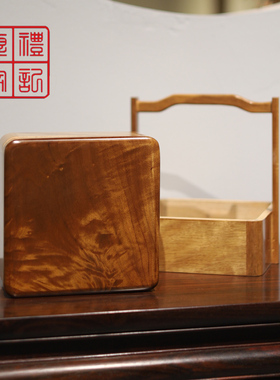 金丝楠木零食盒实木食盒复古中国风收纳盒中式储物盒榫卯结构