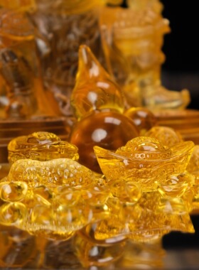 水晶元宝琉璃花生葫芦摆件