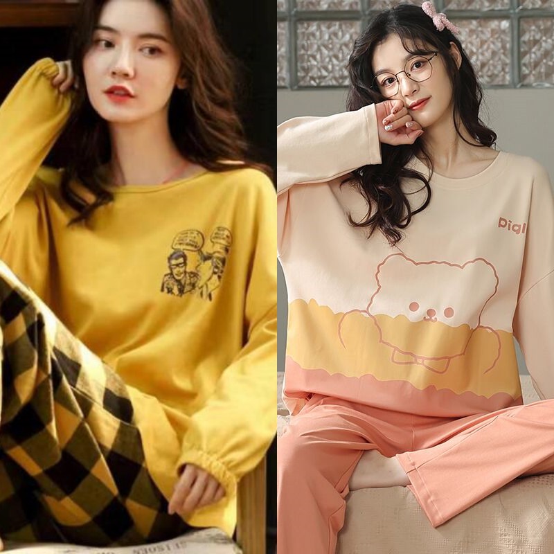 睡衣春秋款女2025年新款长袖长裤网红爆款可爱大码冬季家居服套装 - 图0