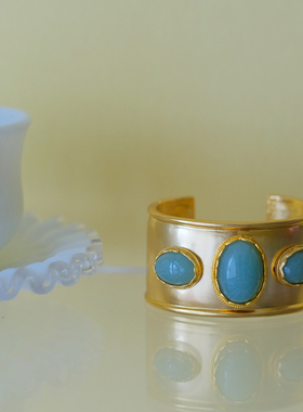 vintage toccata KJL 绿色 玉石 金色 摩登 手镯