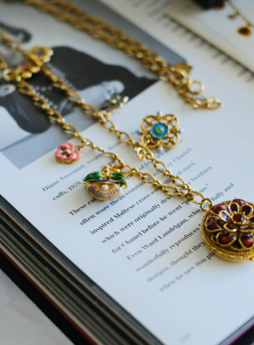 艺伎的胭脂  vintage Joan rivers 彩蛋 爱心 花朵 保存品  项链