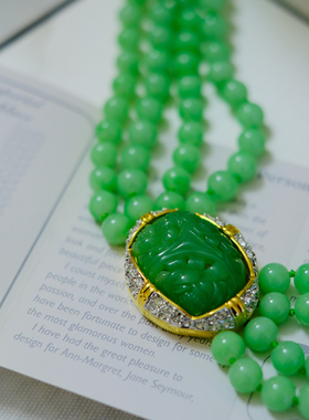 toccata vintage nolan miller 绿色 多层 爱心 保存品 项链 耳针