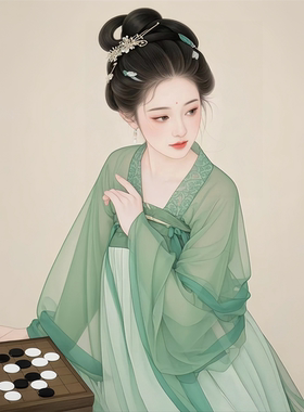 高雅薄衫美女海报客厅卧室书房古代美人仕女贴画墙面国潮装饰防水