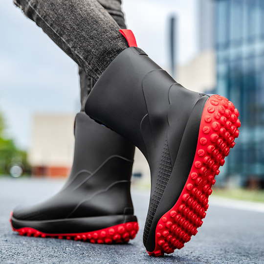 新型钓鱼水靴雨鞋男款外卖骑手专用雨靴防滑防水男士水鞋耐磨胶鞋