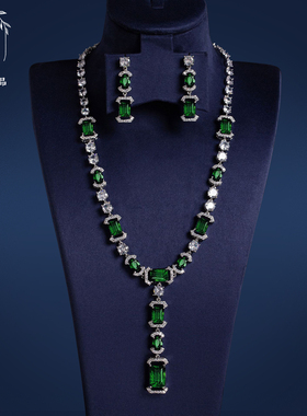 大气锆石项链耳环套装主持配饰