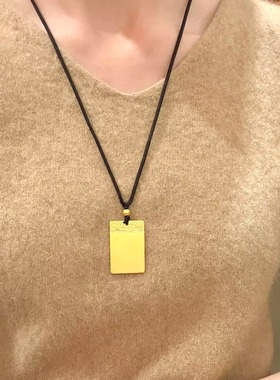 纯金包银祥云平安无事牌项链吊坠