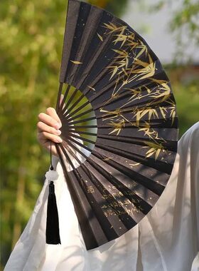 ch瓷爹骨扇古风折扇中国风折叠扇烫金男扇棋魂同款扇子沈兰舟折扇