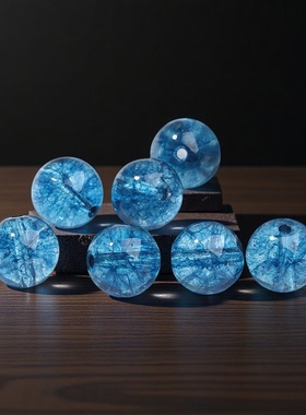 蓝色水晶玉髓爆花晶手链