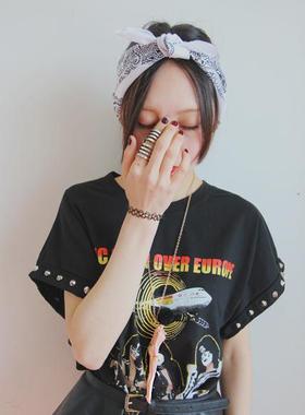 戚薇同款弹力黑色鱼线戒指锁骨链