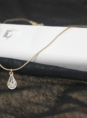 金色水晶泪滴吊坠项链明星同款