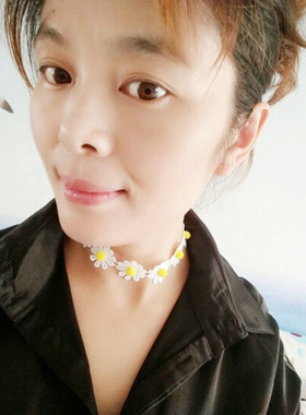 白色花朵项圈短款锁骨链