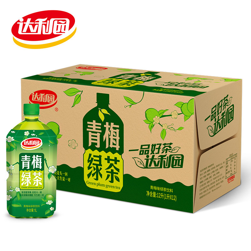 达利园青梅绿茶饮料1L*12瓶清爽聚餐囤货