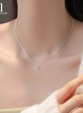 925纯银女银色莫比乌斯环项链