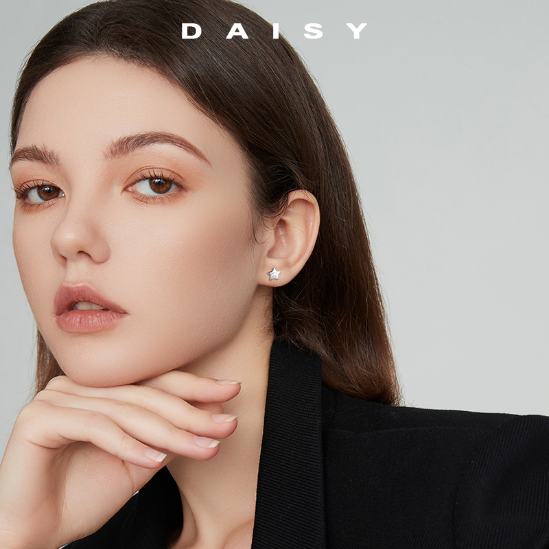 999纯银拉丝星星耳钉女ins风简约小众设计耳环螺丝拧扣养耳洞耳饰 - 图2