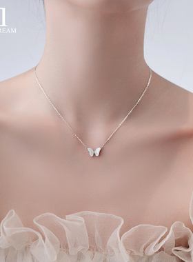 999纯银天然贝壳蝴蝶项链高级感