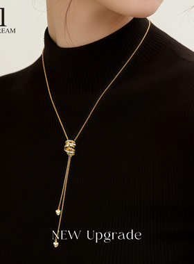 长款金属缠绕丝带项链高级感轻奢