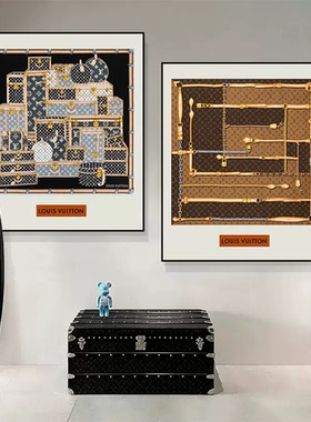 丝巾挂画奢侈品大牌北欧客厅落地画卧室床头装饰画餐厅沙发背景画