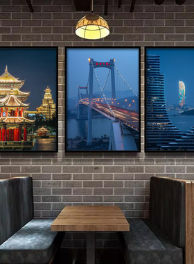 厦门城市建筑街景装饰画鼓浪屿沿海风景餐厅挂画民宿餐厅酒店壁画