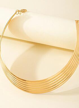 欧美夸张金属螺纹项圈颈炼项炼饰品fahion choker necklace 2022