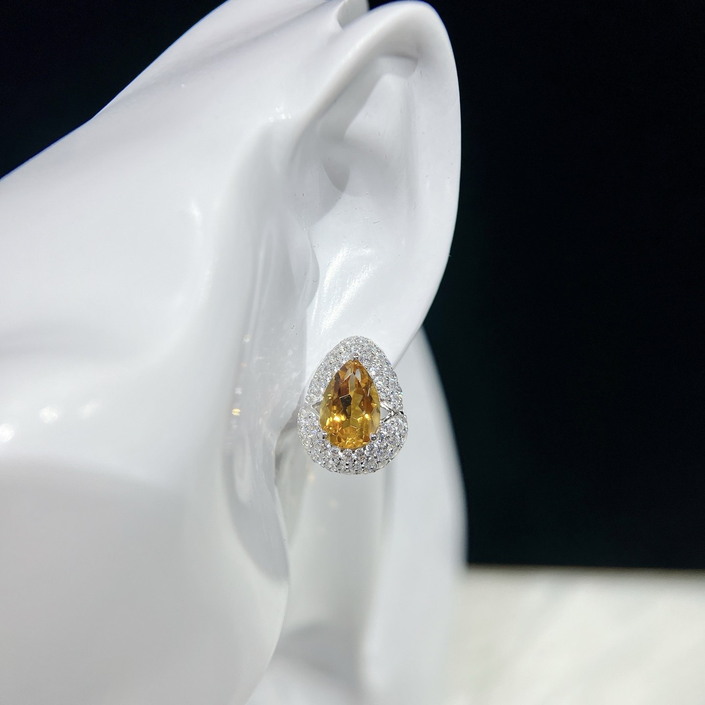 星赞轻奢珠宝925银镶嵌约5.6克拉天然黄水晶水滴切割耳钉高级耳饰,淘宝优惠券,粉丝福利购,淘宝优惠卷