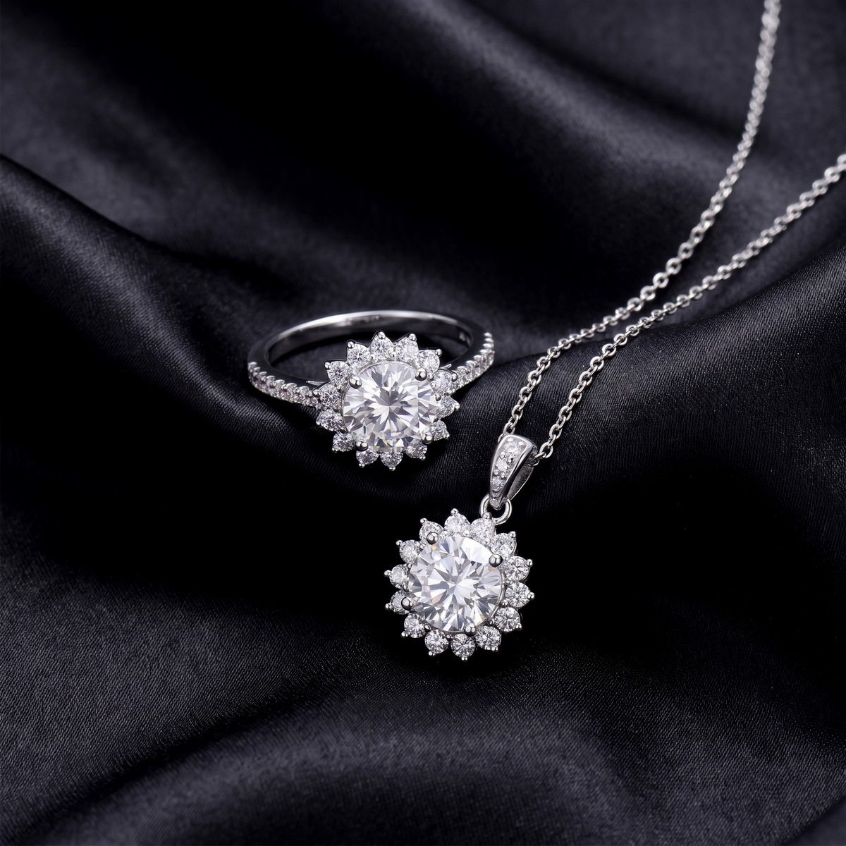 Xingzan 925 sterling silver gold-plated 1.52 carat laboratory-created synthetic diamond sunflower ring