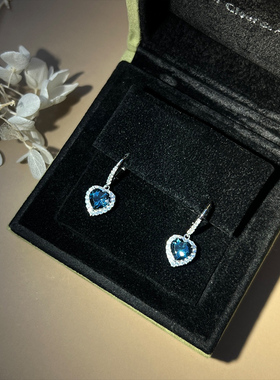 星赞轻奢珠宝S925银镶共4.46ct天然蓝宝耳钉伦敦蓝甜美精致