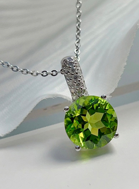 S925天然橄榄石套装星赞银简约女