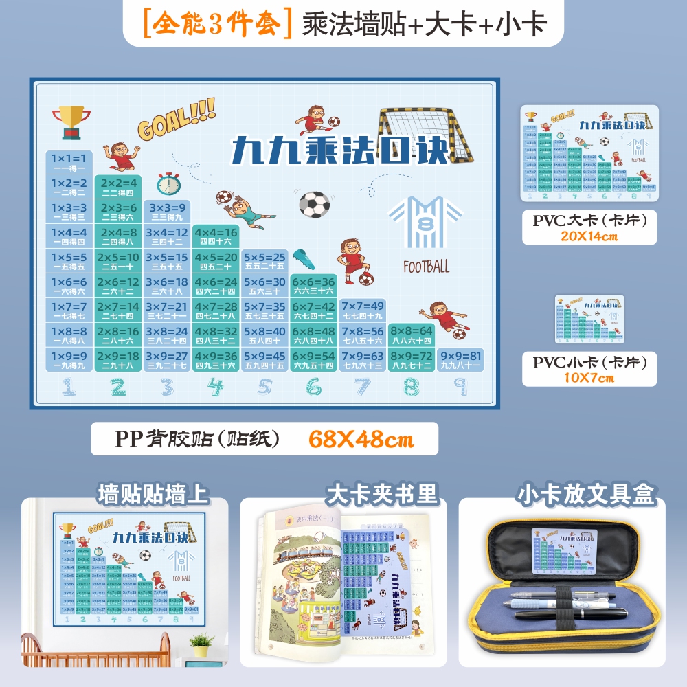 二年级99数学小学生乘法口诀表背诵神器墙贴大九九乘除法教具挂图 - 图0