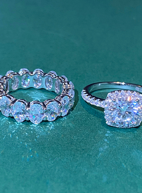 重工纯银2克拉莫桑钻贵妇戒指