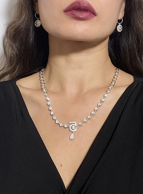 重工珠宝白富美数字5纯银项链