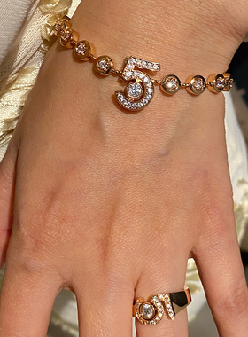 珠宝配饰小香风精致数字满钻手链