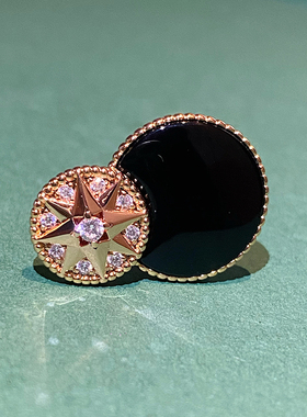 重工纯银天然黑玛瑙罗盘戒指