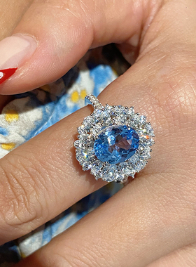 重工鸽子蛋培育蓝尖晶宝石戒指