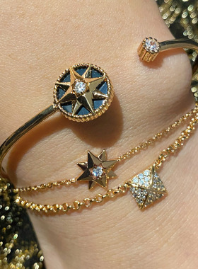 时髦精叠搭八芒星罗盘手链手镯