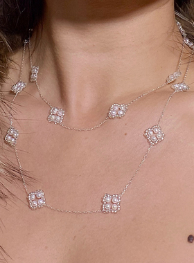 幸运四叶草淡水珍珠多种佩戴项链