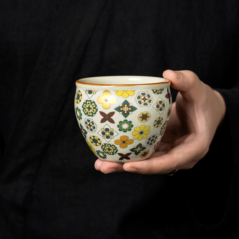 汝窑大唐宝相茶杯主人杯个人专用缸杯陶瓷功夫茶具家用喝茶杯茶盏