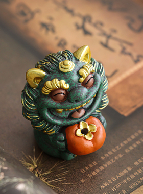 创意招财好事发生狮子一对摆件