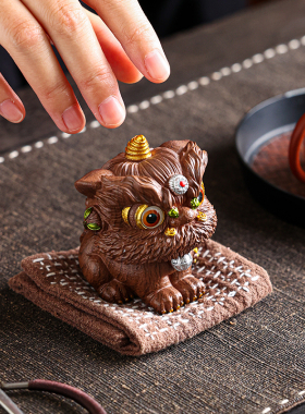 国潮醒狮创意茶宠摆件中式装饰品