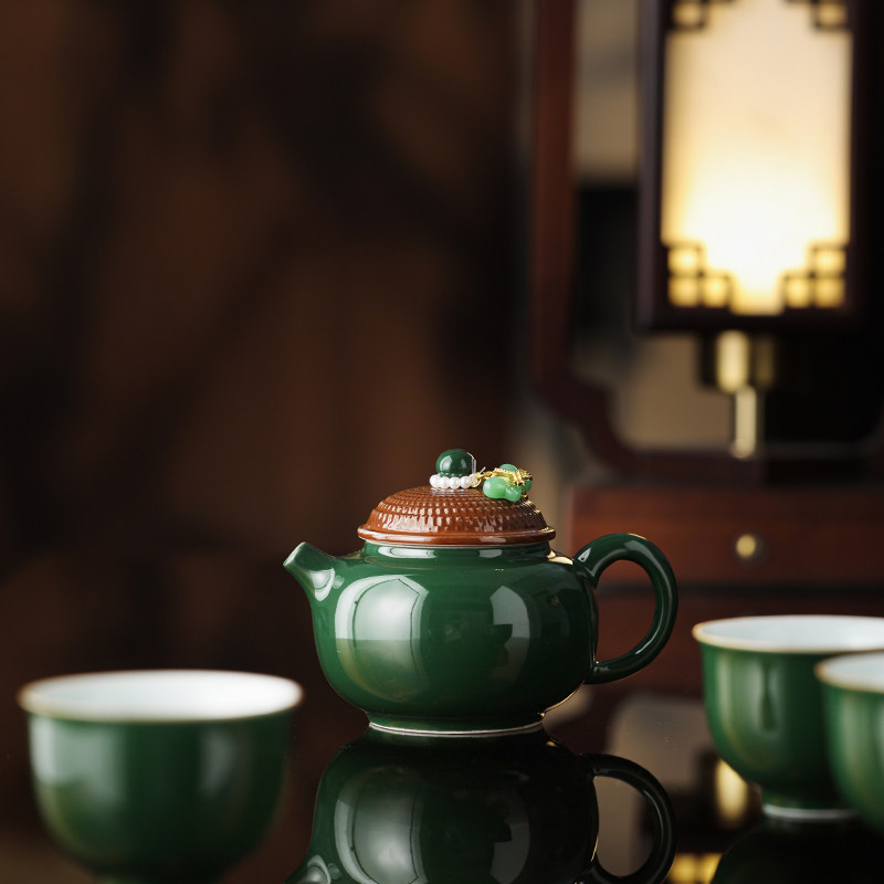 祖母绿釉茶壶便捷套组便携式旅行茶具随身户外游功夫泡茶杯器简易,淘宝优惠券,粉丝福利购,淘宝优惠卷