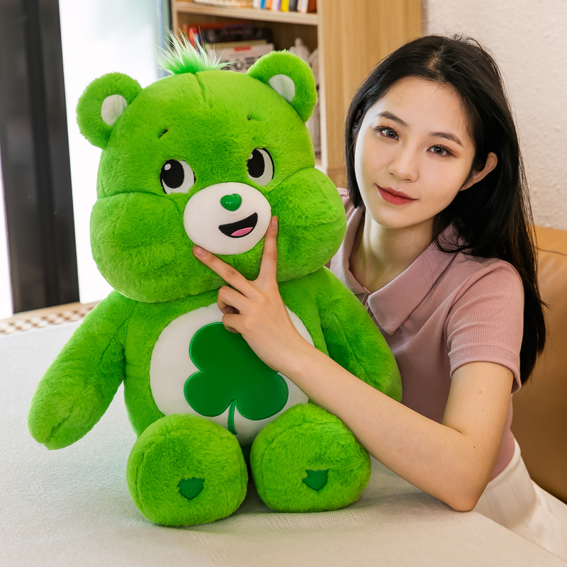 CareBears彩虹熊公仔毛绒玩具绿色爱心小熊玩偶睡觉抱枕娃娃女孩-图0