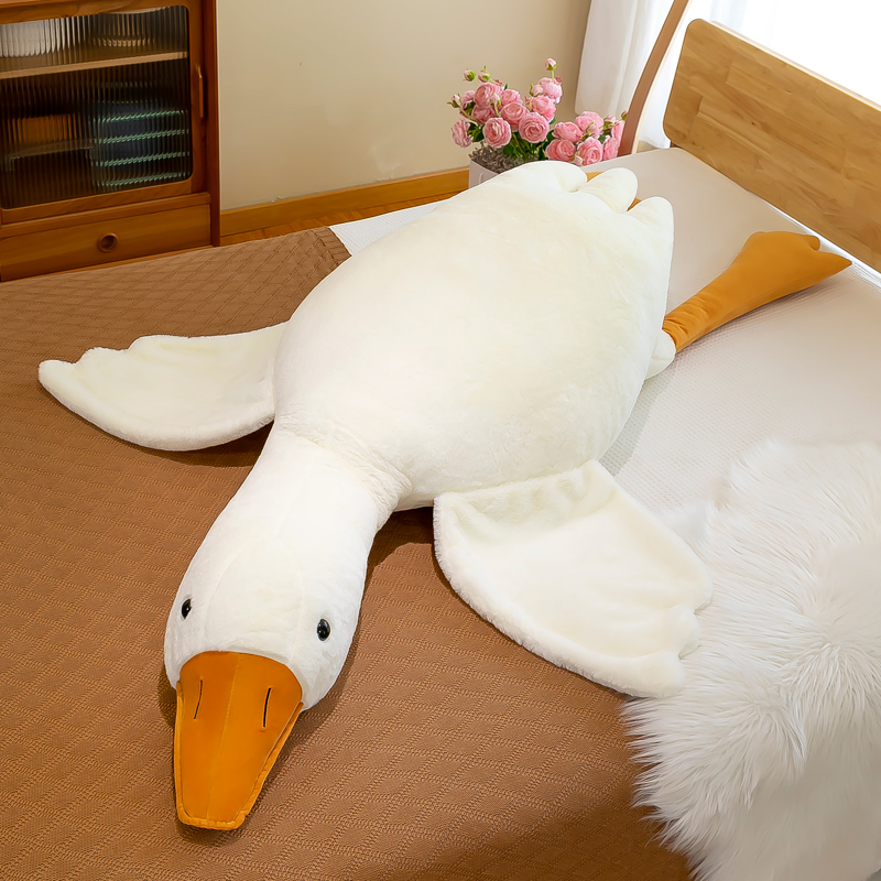 网红大白鹅抱枕长条枕头可爱大鹅玩偶毛绒玩具鸭床上睡觉抱着女生 - 图0