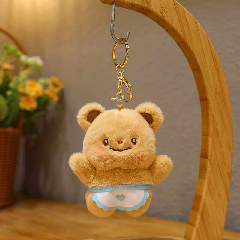 新款卡通小熊钥匙扣挂件毛绒玩具小兔子情人节礼物娃娃少女心吊坠