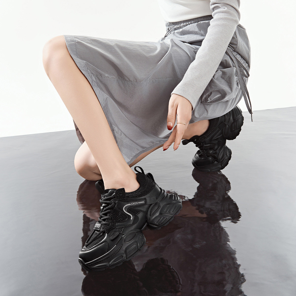 戈美其女鞋老爹鞋网面软底透气增高新款厚底增高休闲运动鞋跑步鞋,淘宝优惠券,粉丝福利购,淘宝优惠卷