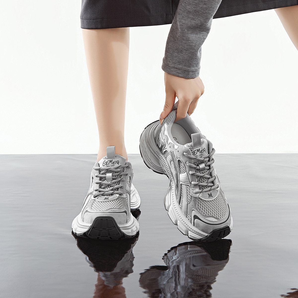 戈美其女鞋2025新款时尚老爹鞋厚底增高运动鞋透气网面运动休闲鞋,淘宝优惠券,粉丝福利购,淘宝优惠卷