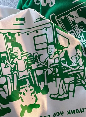 美式短袖T恤昔印纯棉情侣装