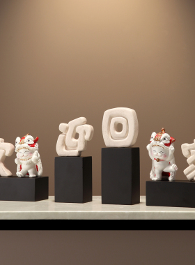 欢迎回家五路财神摆件高级感