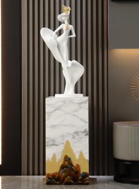 人物造型艺术摆件竖长入户客厅玄关电视柜落地轻奢高级装饰2024新