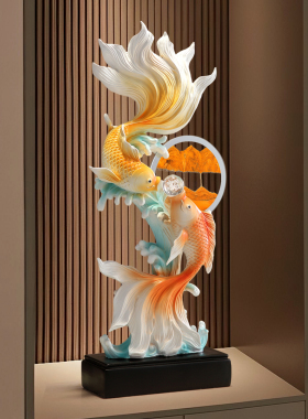 年年有余流沙画锦锂鱼摆件